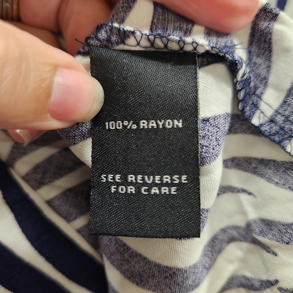 Sam and Jess Ruffle neck short sleeve white navy size XL NWT - Picture 9 of 11